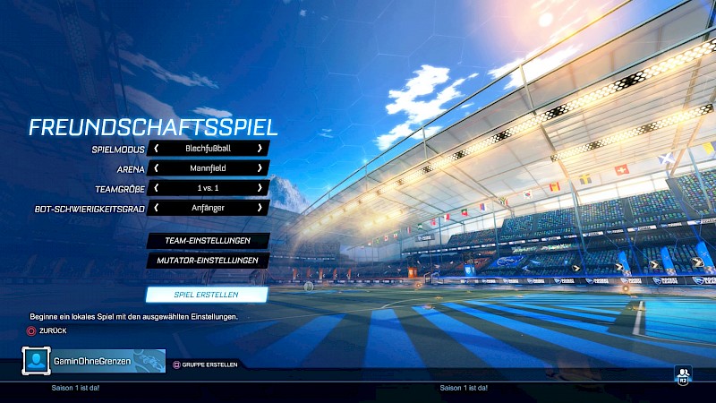 Ein Bild von den Rocket League Einstellungen.