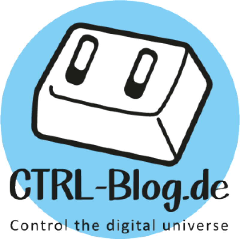Logo vom CTRL-Blog. Ein hellblauer Kreis mit dem schwarzen Schriftzug CTRL-Blog.de Control the digital universe. Darüber eine weiße Tastatur-Taste mit Augen.