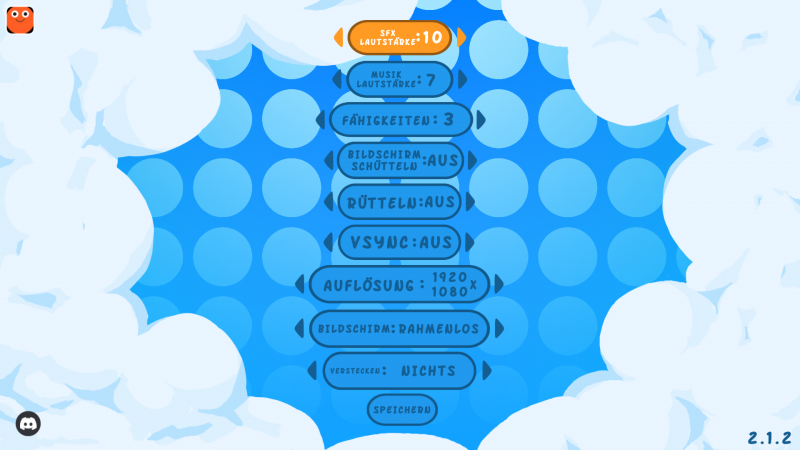 Das sind die Einstellungen. Du kannst hier den Soundeffekt und die Musik einstellen.