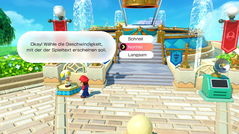 Das ist die Einstellungsmöglichkeit für die Lesegeschwindigkeit.  Es kann zwischen Schnell, Normal und Langsam gewählt werden.